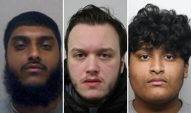 The OTP Agency crew: From left, Vijayasidhurshan Vijayanathan, Callum Picari and Aza Siddeeque otp-agency-mugshots